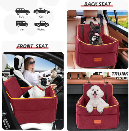 Dog Car Seat for Small Medium Dogs, Memory Foam Puppy Dog Booster Seat with Thick Cushion for Dogs