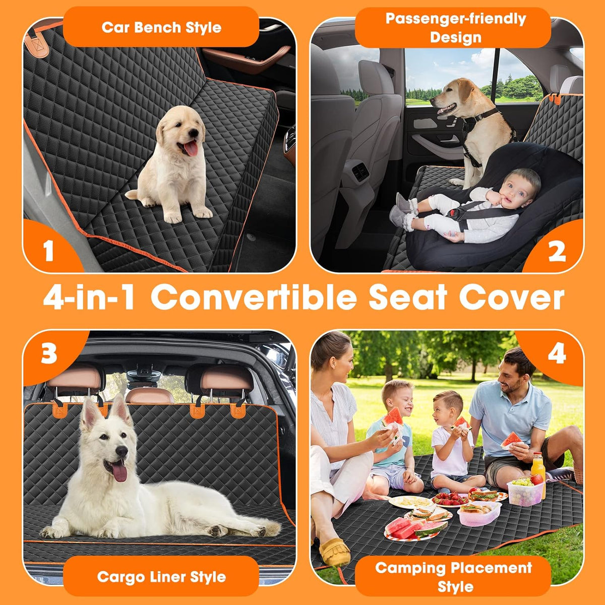 MIXJOY Dog Seat Cover for Back Seat Waterproof Dog Seat Covers for Cars, Car Seat Protector for