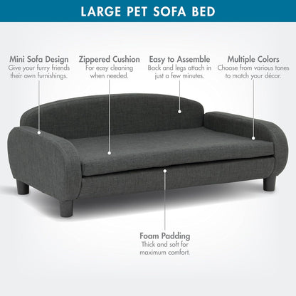 Paws & Purrs Multi-Cat Sofa Bed – 41.5″ Wide Elevated Pet Couch with 3″ Foam Mattress, Removable