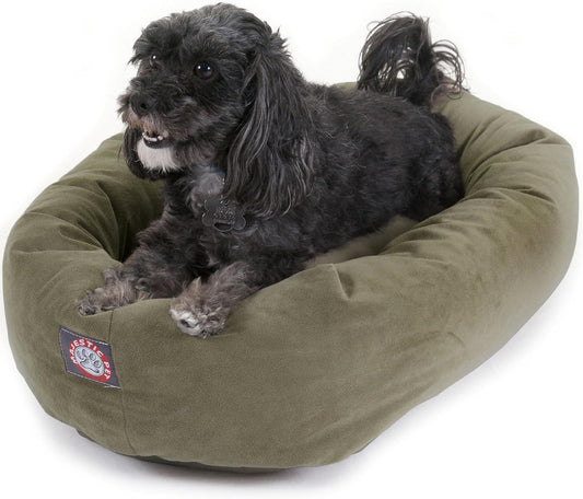Majestic Pet 24 Inch Suede Calming Dog Bed Washable 24x19x7 (Inch) – Cozy Soft Round Donut Dog Bed