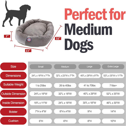 Majestic Pet 32 Inch Micro Velvet Calming Dog Bed Washable 32x23x7 (inch) – Cozy Soft Round Donut