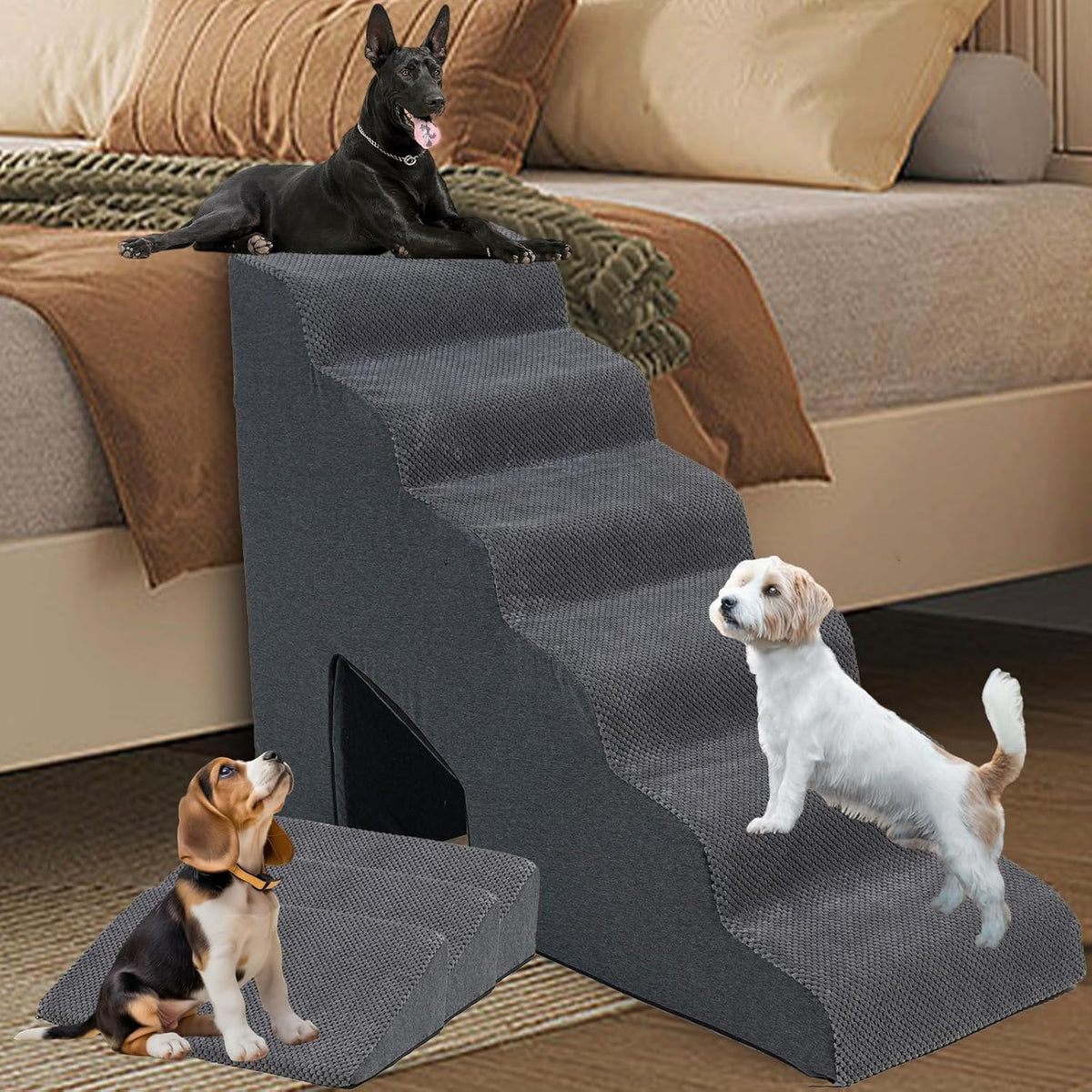 Dog Stairs & Steps Ramps for High Beds 30 inches High Tall, LitaiL 6 Step Pet Stairs Steps for
