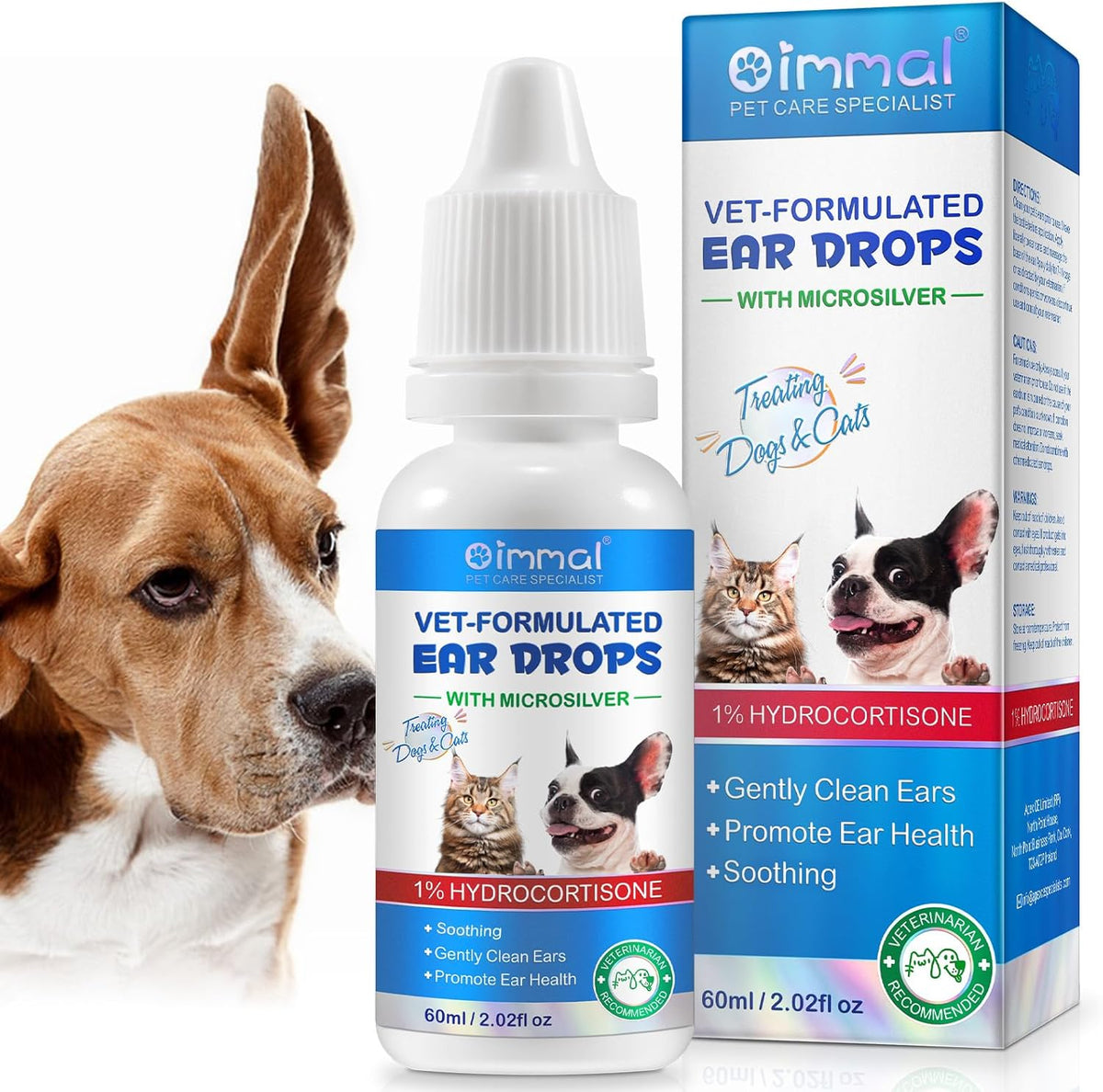 Dog Ear Infection Treatment, Cat & Dog Ear Cleaner for Itchy Relief, Antiseptic,Waxing,Cleansing