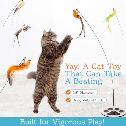 Interactive Bird Simulation Cat Toy Set for Bored Indoor Adult Cats Feather Toy Wand 5 Pcs Natural