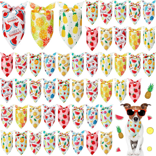 Weewooday 50 Pcs Fruit Dog Bandanas Bulk for Dogs Soft Bibs Adjustable Triangle pet Bandana for