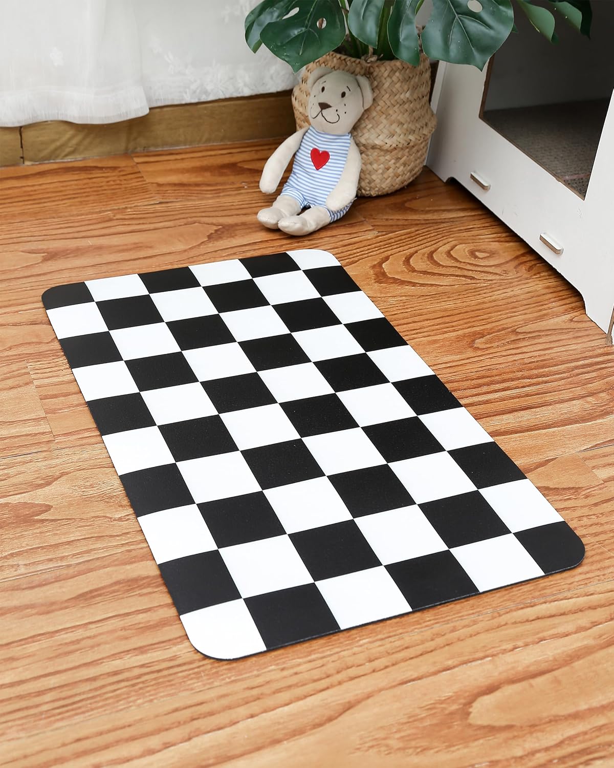Ralxion Checkered Dog Feeding Mat, Absorbent Mats for Dog Food and Water Bowl, Dispenser, Feeder