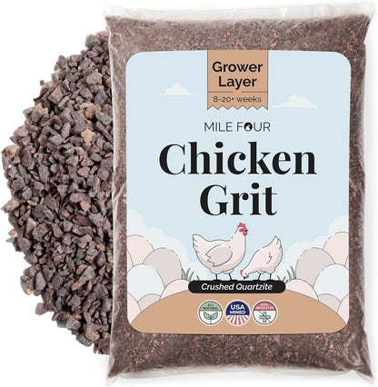 Chicken Grit for Layer & Grower Chickens Age 8-20+ Weeks - 100% Natural Mineral Chicken Grit