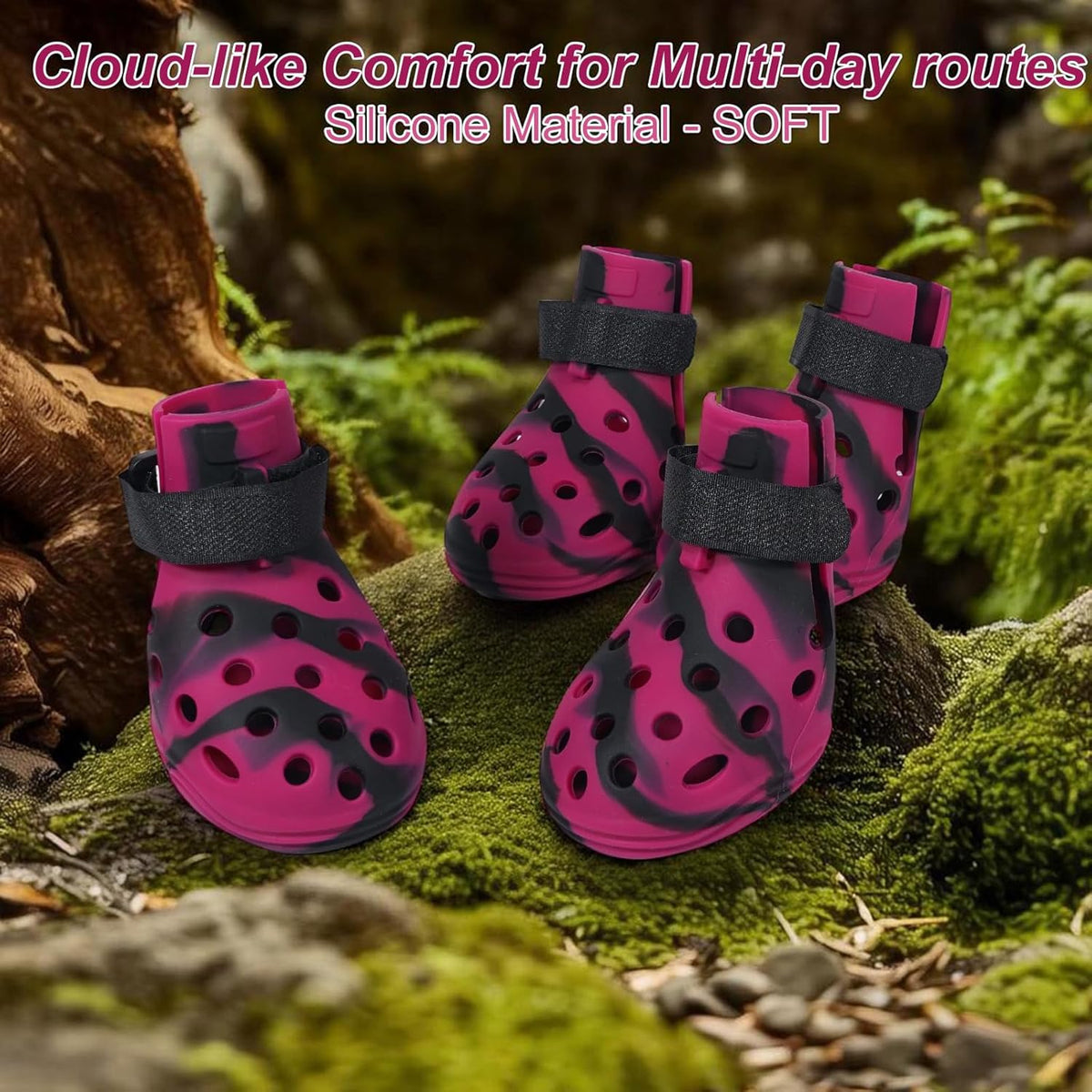 Dog Shoes for Hot Pavement and Snow, Silicone Dog Booties for Small Medium Large Dogs, Waterproof
