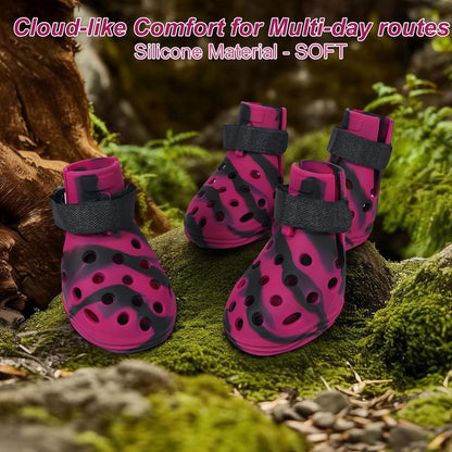 Dog Shoes for Hot Pavement and Snow, Silicone Dog Booties for Small Medium Large Dogs, Waterproof