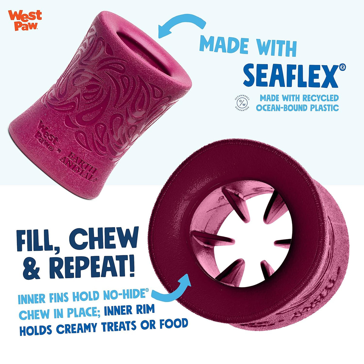 WEST PAW Funnl Dog Chew Toy - Interactive Treat Toys for Dogs - Toy Fillable with Earth Animal