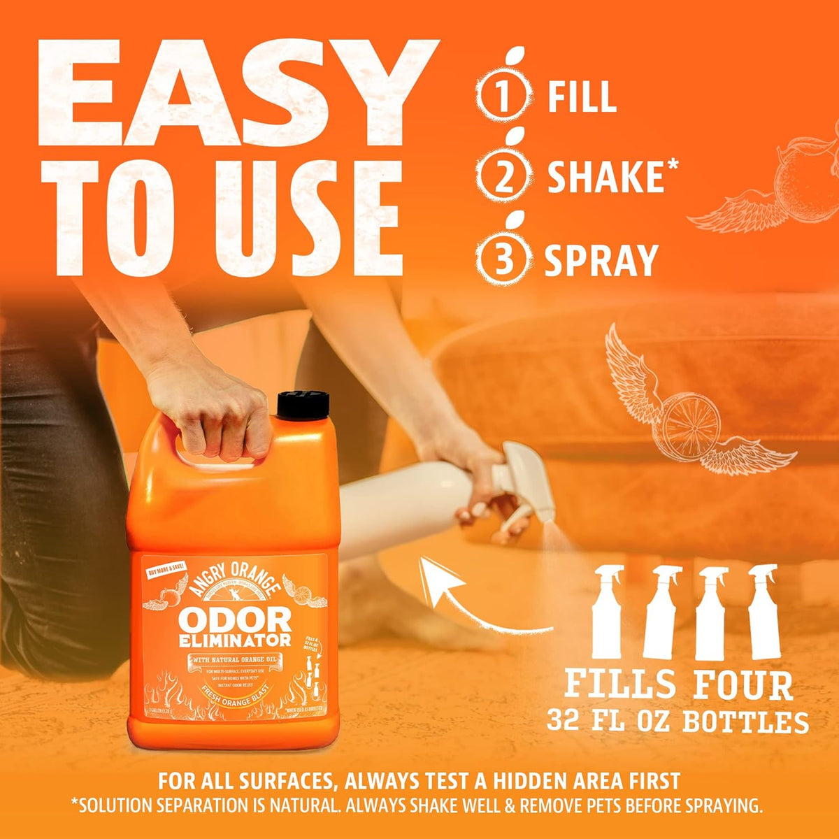 Angry Orange Pet Odor Eliminator for Dog and Cat Urine, Carpet Stains, and Strong Smells – Citrus