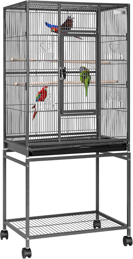 VIVOHOME 54 Inch Wrought Iron Large Bird Flight Cage with Rolling Stand for Parakeets Canaries