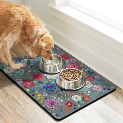 Dog Food Mats for Floors, Absorbent Dog Bowl Mat for Food and Water Dispenser Mat, Quick Dry Cat