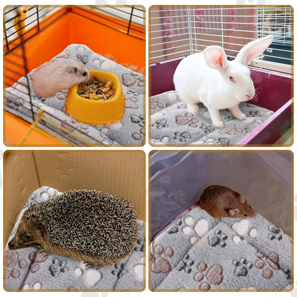 4 Pack Ultra Soft Dog Cat Bed Mat with Cute Prints Reversible Fleece Dog Crate Kennel Pad Cozy