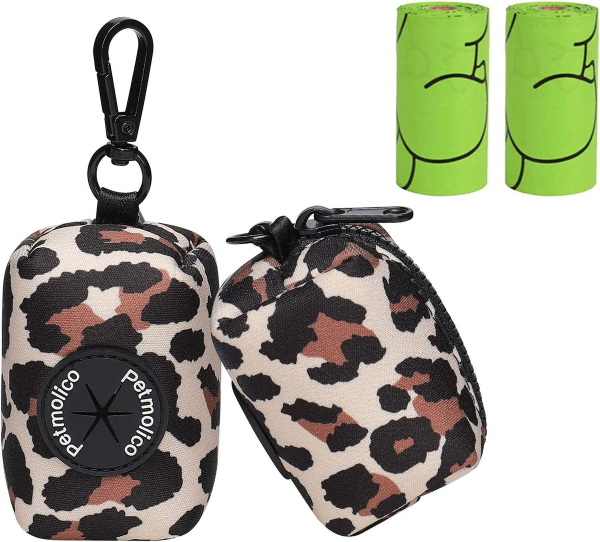 Petmolico Dog Poop Bag Holder Leash Attachment, Waste Bag Dispenser Zippered Pouch, Fits Any Leash