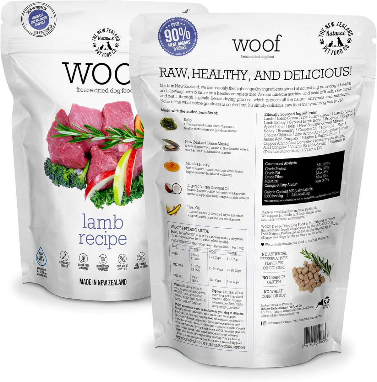 WOOF Freeze Dried Dog Food - Lamb Recipe, High Protein Dog Training Treats & Meals, Dog Food