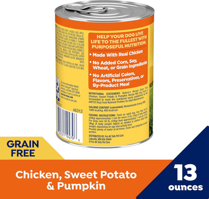 Nature's Recipe Grain Free Chicken, Sweet Potato, and Pumpkin Recipe Wet Dog Food, 13 oz. Can, 12