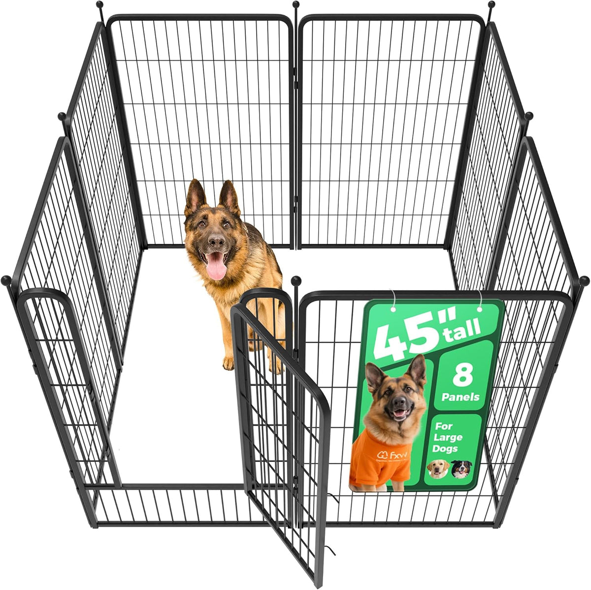 FXW Rollick Unleashed Dog Playpen for Indoor, Yard, RV Camping, 45 inch 8 Panels for Large