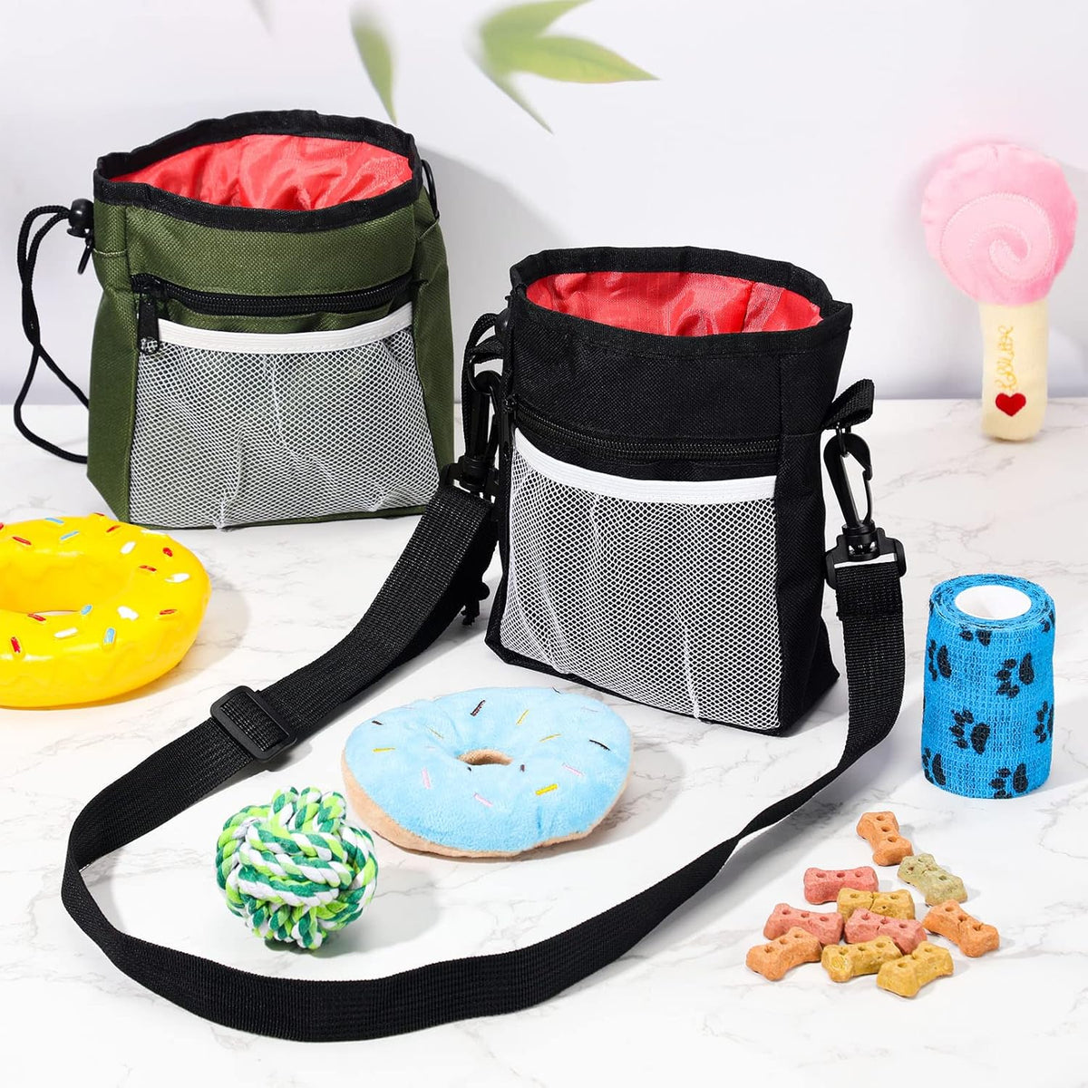 Hillban 6 Pcs Dog Treat Training Pouch Dog Treat Bag with Waist Shoulder Strap Bulk 6 Colors