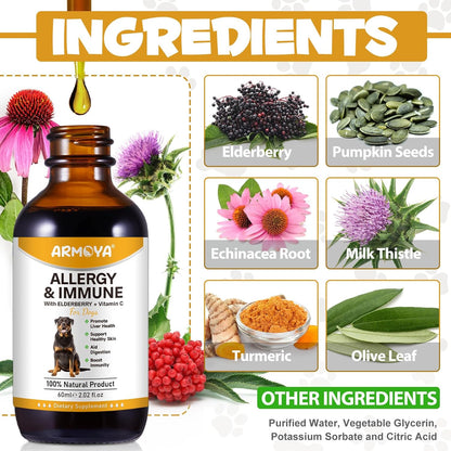 Allergy Relief Drops for Dogs - Allergy and Immune - Immune Support Supplement - Dog Supplement