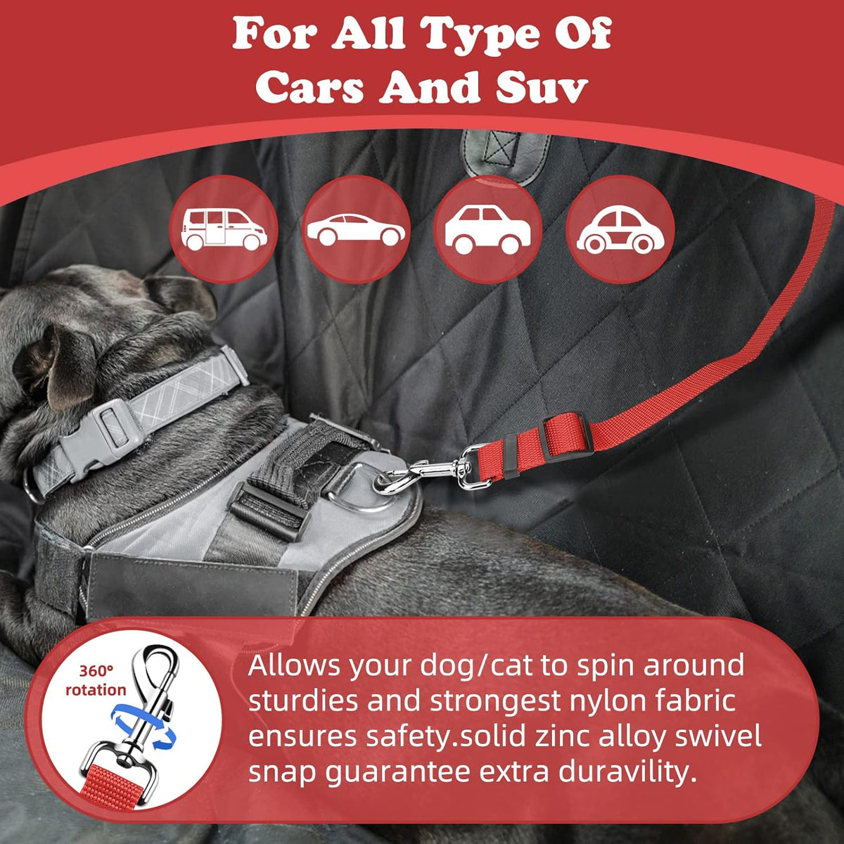 BWOGUE Pet Dog Cat Seat Belts, Car Headrest Restraint Adjustable Safety Leads Vehicle Seatbelt