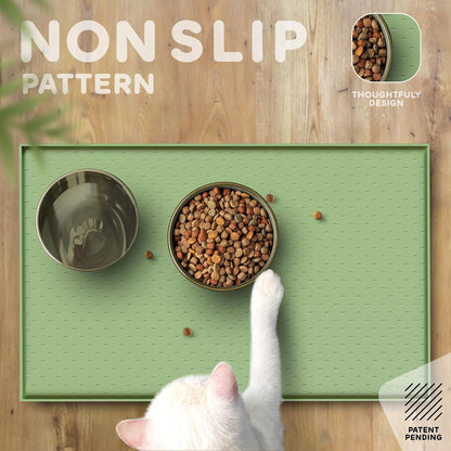 Dog Food Mat - Raised Edges Dogs Mat for Food and Water Prevent Spill, Waterproof Cat Food Mats