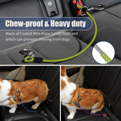 Dog Seat Belt Harness for Car,Dog Seatbelt of Coated Wire Leash Safety Restraint,No Chew Tether