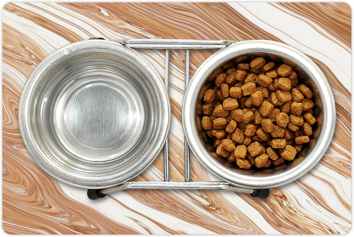 Lunarable Marble Pet Mat for Food and Water, Wavy Colored Fluid Earthen Toned Unusual Classic Retro