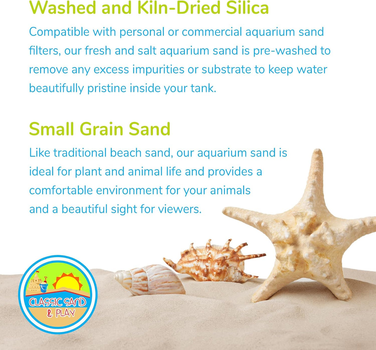 CLASSIC SAND & PLAY Natural Aquarium Sand for Freshwater and Saltwater Tanks, 20 lb. Bag, Improves