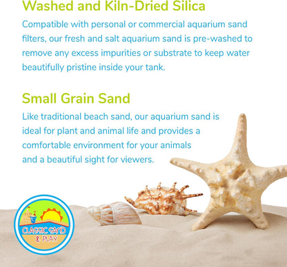 CLASSIC SAND & PLAY Natural Aquarium Sand for Freshwater and Saltwater Tanks, 20 lb. Bag, Improves