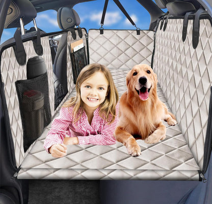 URPOWER Back Seat Extender for Dogs - Hard Bottom Dog Car Seat Cover Holds 400 lbs, Waterproof Dog