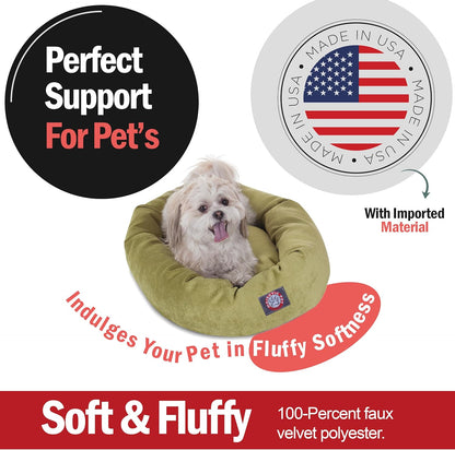 Majestic Pet 24 Inch Micro Velvet Calming Dog Bed Washable 24x19x7 (inch) – Cozy Soft Round Donut