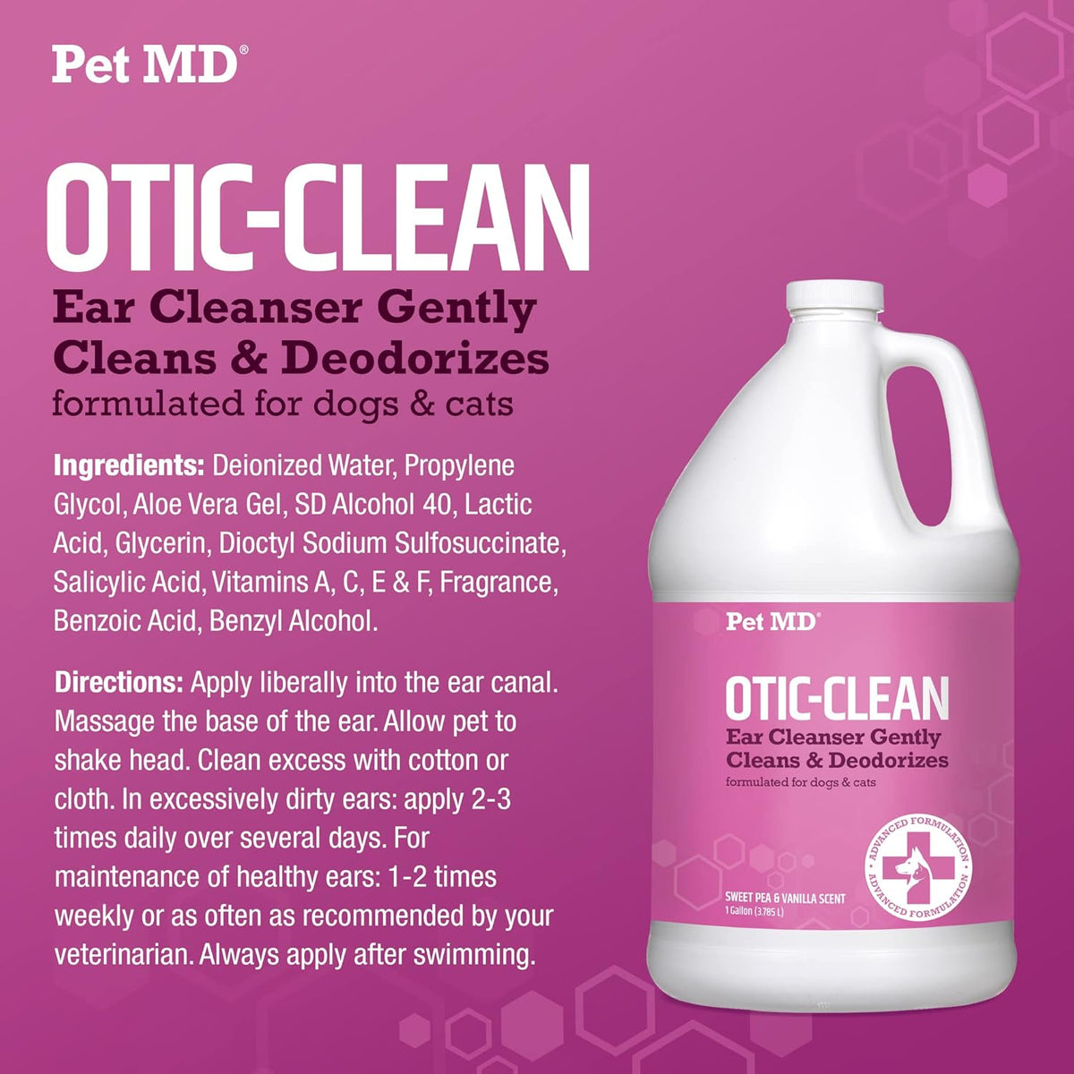 Pet MD Otic-Clean Dog Ear Cleaner - Veterinarian-Formulated Otic Ear Solution for Dogs & Cats - Pet