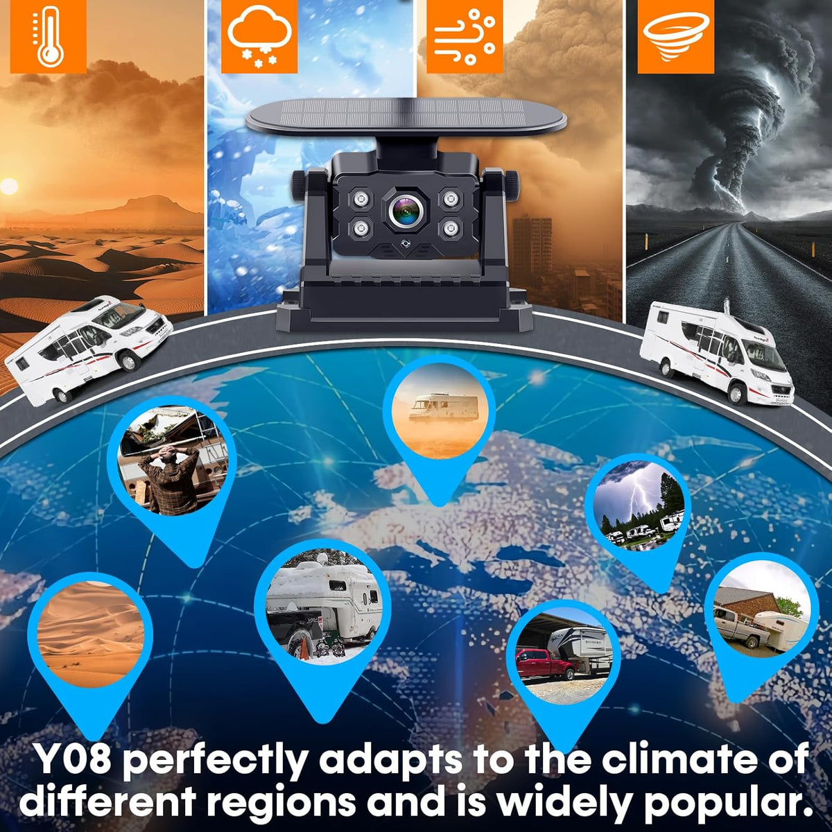 Wireless Backup Camera for RV Install-Free 7-Inch: Magnetic HD 1080P Recording Solar Rear View