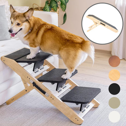 Dog Steps for Bed & Couch 2-in-1 Dog Stairs/Ramp - Height Adjustable Dog Ramp for Couch 7” - 20”