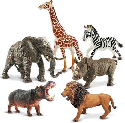 6PCS Safari Animal Figure Toys for Kids 3-5 Realistic Plastic Jungle Animal Figurines African