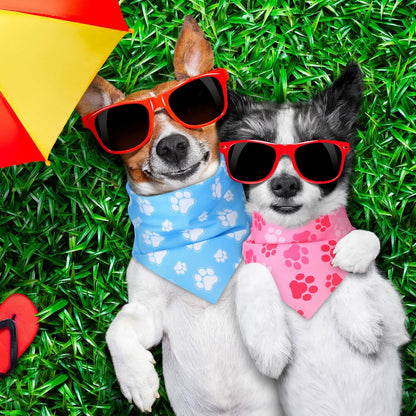 100 Pieces Paw Print Dog Bandanas Bulk Paw Bandanas for Dogs Soft Bibs Adjustable Triangle Doggie