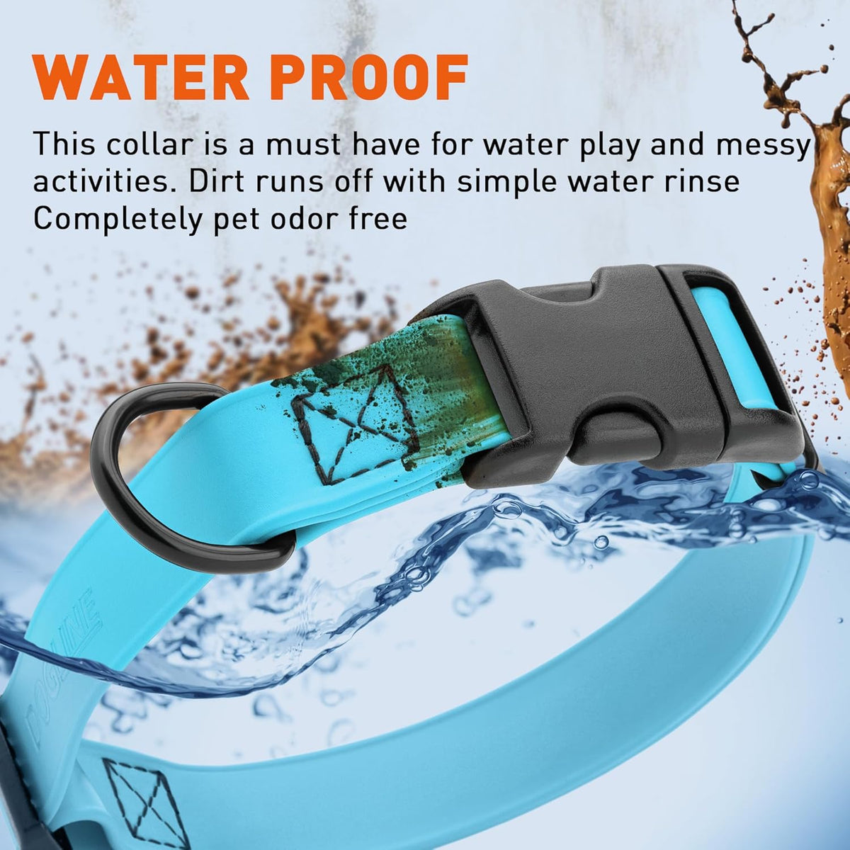 Dogline Biothane Waterproof Dog Collar with Quick Release Buckle Strong Coated Nylon Webbing with