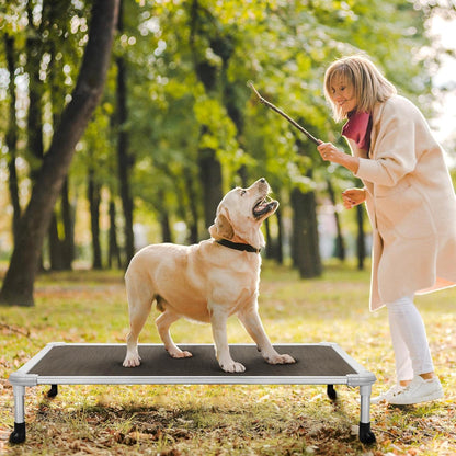 Veehoo Chew Proof Elevated Dog Bed - Cooling Raised Pet Cot - Silver Aluminum Frame and Durable