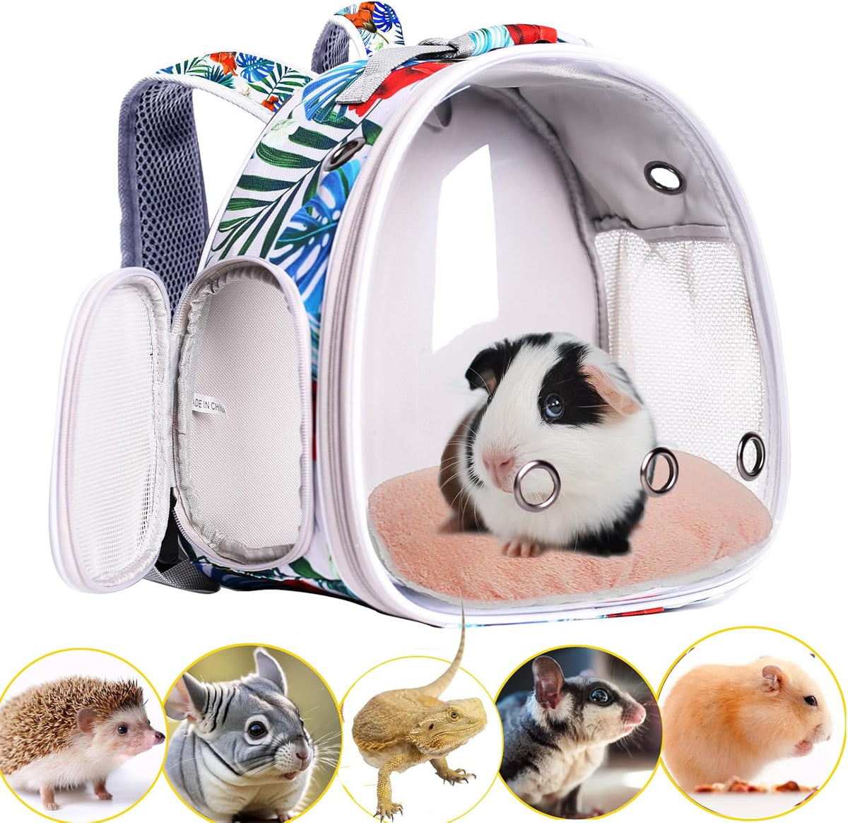 Hamster Backpack Carrier,Bearded Dragon Carrier Backpack for Kids with Clear Bubble Window,Small