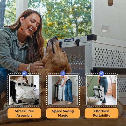 Impact Collapsible Dog Crate - Foldable Hard Crate for Large Dogs - Heavy Duty Travel Kennel with