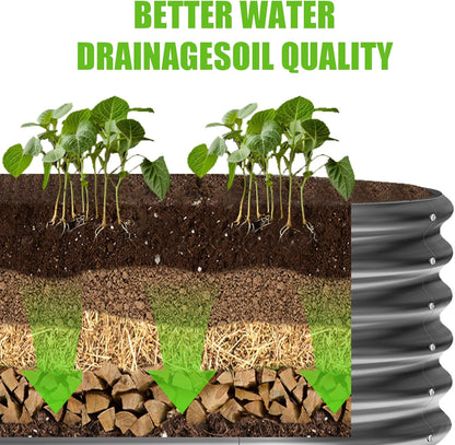 Land Guard 8×2×1.5ft Galvanized Raised Garden Bed Kit, Raised Garden Boxes Outdoor, Oval Metal