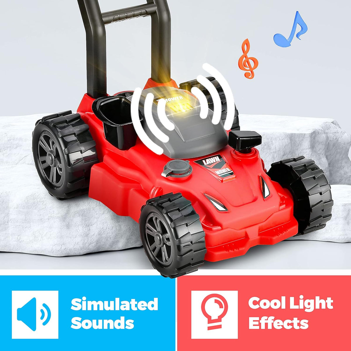 Kids Lawn Mower - Toy Choi's Pretend Play Series Toddler Lawn Mower, Indoor Outdoor Push Gardening