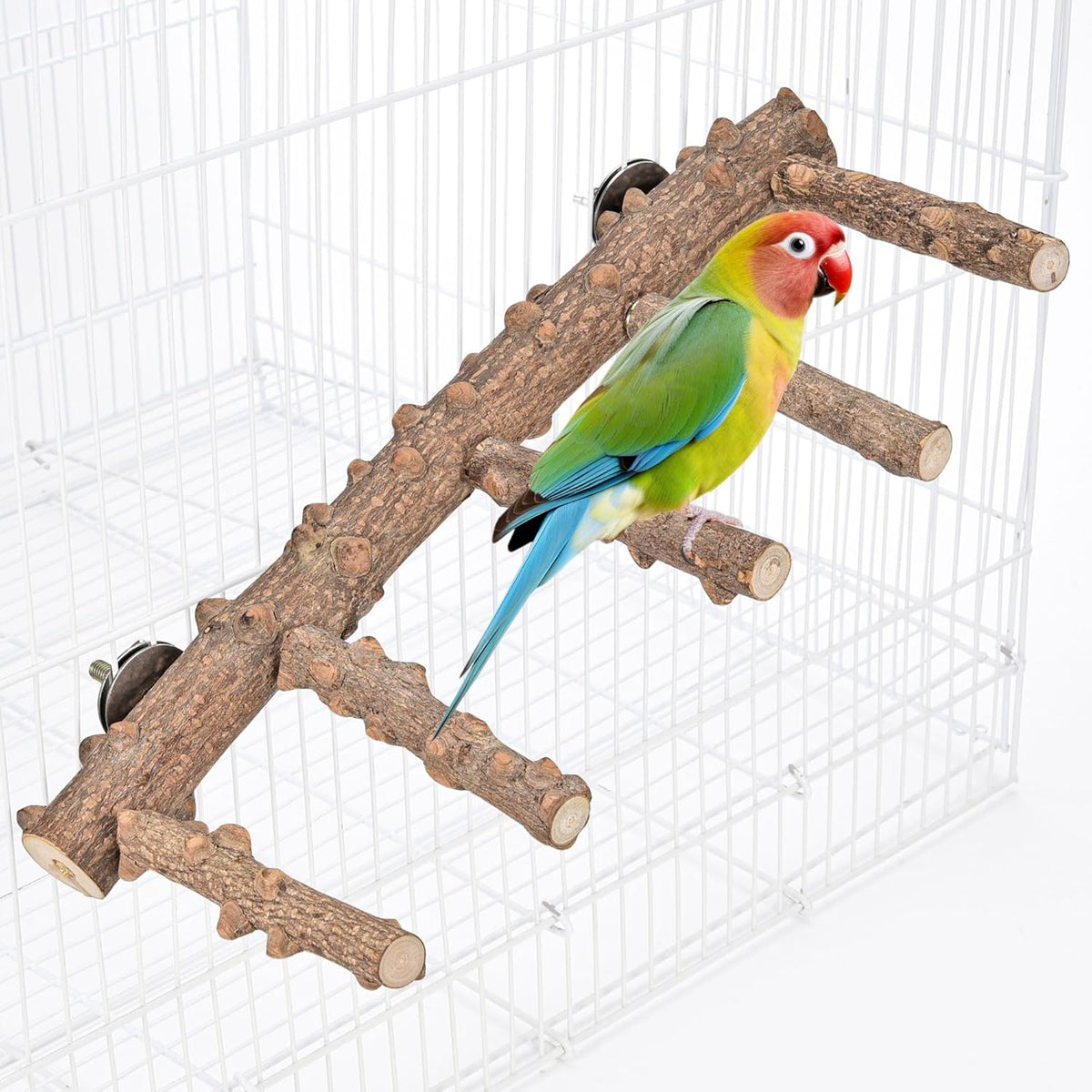 Mogoko Bird Ladder Perch for Cage, Natural Wood Bird Parrot Perch Stand Parrot Perch Bridge