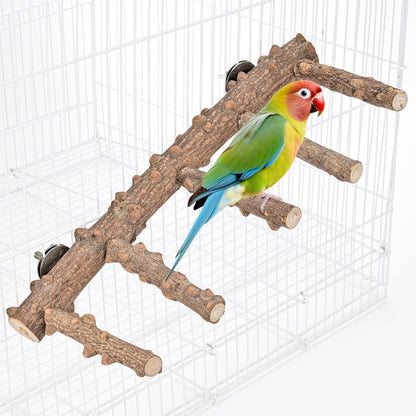 Mogoko Bird Ladder Perch for Cage, Natural Wood Bird Parrot Perch Stand Parrot Perch Bridge