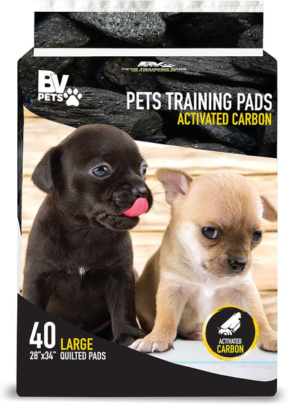 BV Charcoal Puppy Pads XL 320 Count 28"x34" - Leak-Proof Pee Pads for Dogs with 6-Layer Absorbent