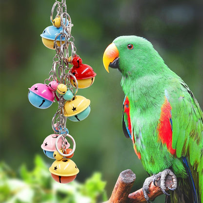 Oooct Bird Swing Bells Toys, Colorful Parrot Metal Bells, Hanging Bird Chewing Toys, Bird Cage