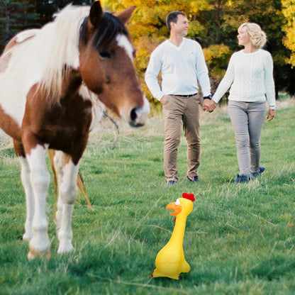 Hungdao 1 Pcs Horse Toys Latex Squeaky Squeeze Chicken Squeak Turkey Balls for Play Fake Screaming