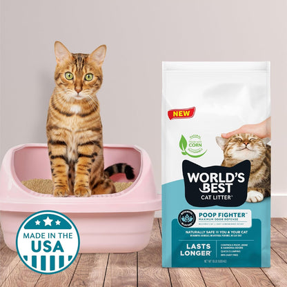 WORLD'S BEST CAT LITTER Poop Fighter Maximum Odor Defense, 32-Pounds - Natural Ingredients, Quick