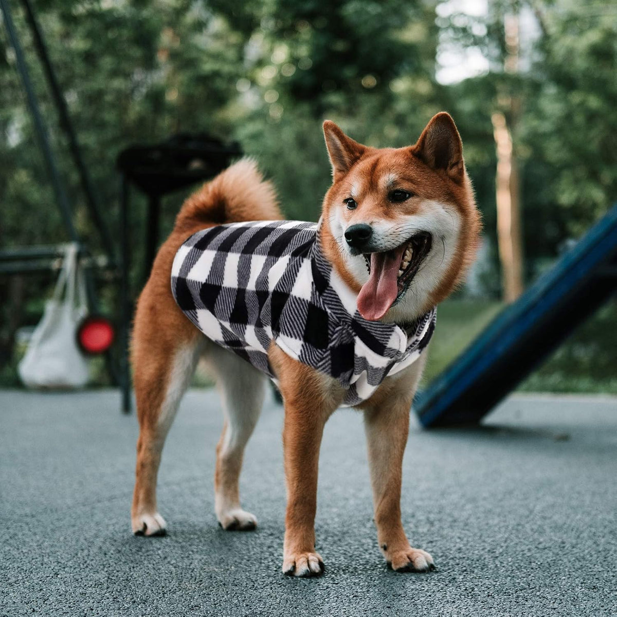 ASENKU Dog Sweater, Plaid Dogs Fleece Vest, Soft Comfortable Pet Pajamas, Warm Winter Puppy Shirt